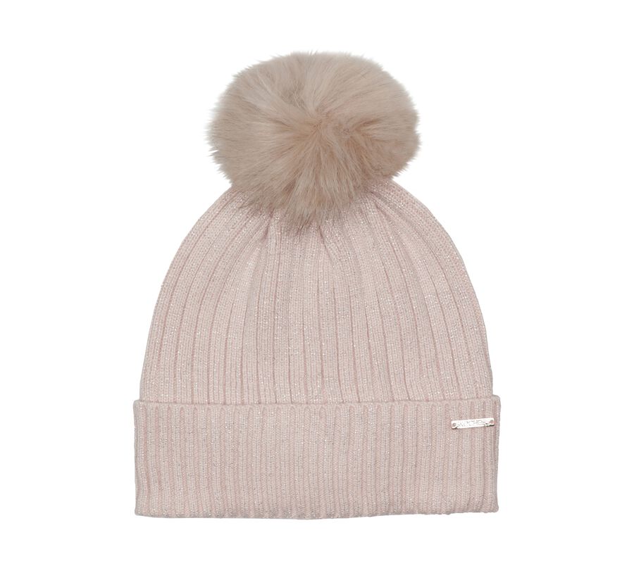 Metallic Ribbed Beanie Hat, ROSA, largeimage number 0