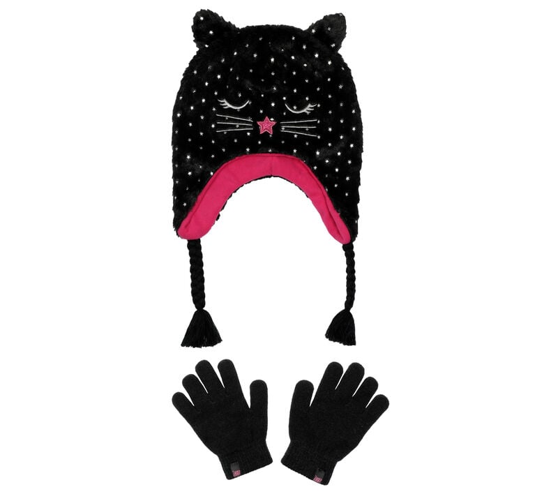 Cold Weather Star Foil Cat Hat Set, SCHWARZ, largeimage number 0