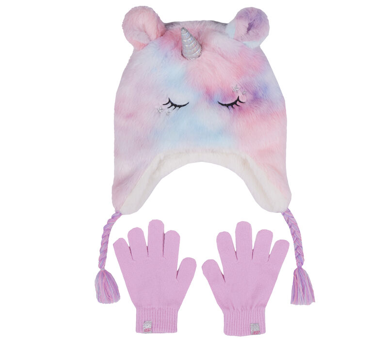 Cold Weather Plush Tie-Dye Unicorn Hat Set, MEHRFARBIG, largeimage number 0