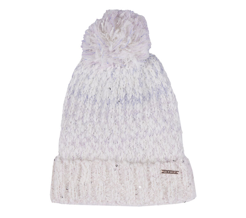 Slub Knit Ivory Pom-Pom Beanie, OFF WEISS, largeimage number 0